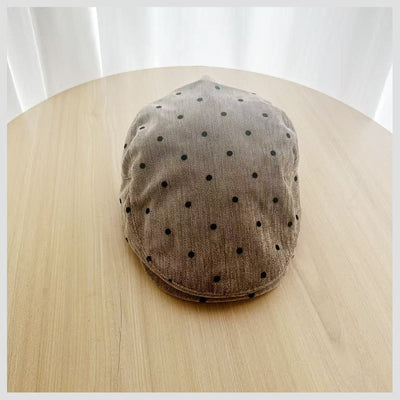 Unisex Retro Winter Polka Dot Beret Hat - Beige - image 7