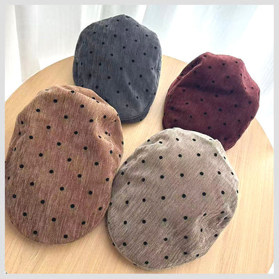 Unisex Retro Winter Polka Dot Beret Hat - image 2