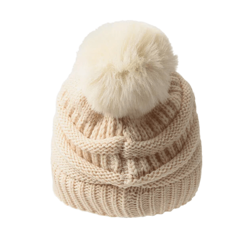 Women's Winter Keep Warm Knitted Beanie Hat With Hairball - image 1