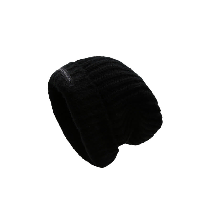 Winter Keep Warm Solid Color Knitted Beanie Hat - Black - Adjustable (21 5/8"-22 7/8") - image 2