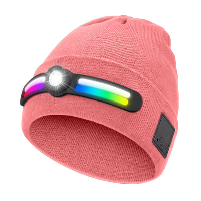 Winter LED Lighting RGB Mode Knitted Beanie Hat - Pink - M (22"-22 7/8") - image 9