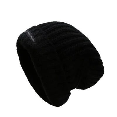 Winter Keep Warm Solid Color Knitted Beanie Hat - Black - Adjustable (21 5/8"-22 7/8") - image 1