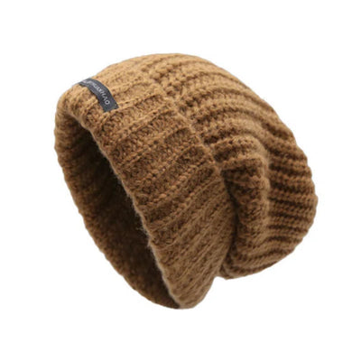 Winter Keep Warm Solid Color Knitted Beanie Hat - Coffee - Adjustable (21 5/8"-22 7/8") - image 8