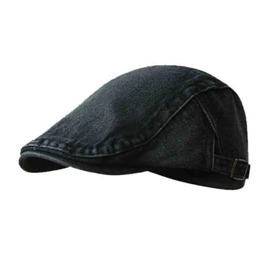 Classic Denim Adjustable Flat Cap Beret Cap - Black - Adjustable (about 21 5/8"-23 1/4") - image 11