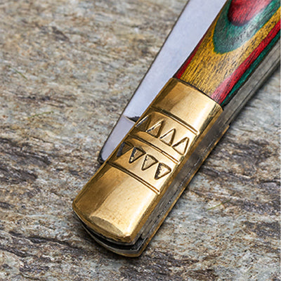 Colorful Brass Folding Knife Buddha Hand & Redstone Necklace - image 8