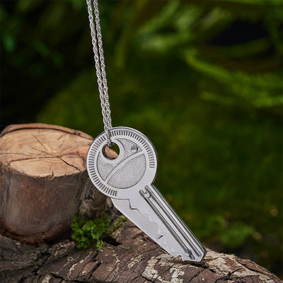 Practical Folding Knife Keychain Sliver Necklace - image 3