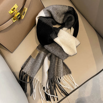 Unisex Check Pattern Warm Wool Scarf With Tassels - #15 - image 19