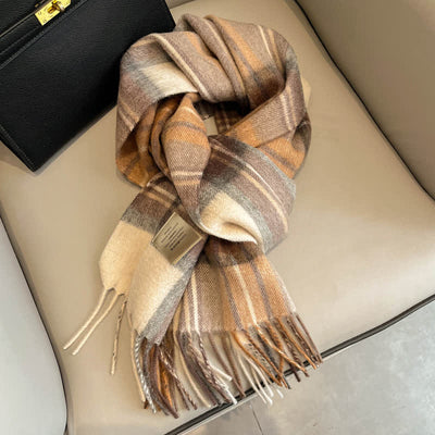 Unisex Check Pattern Warm Wool Scarf With Tassels - #16 - image 20