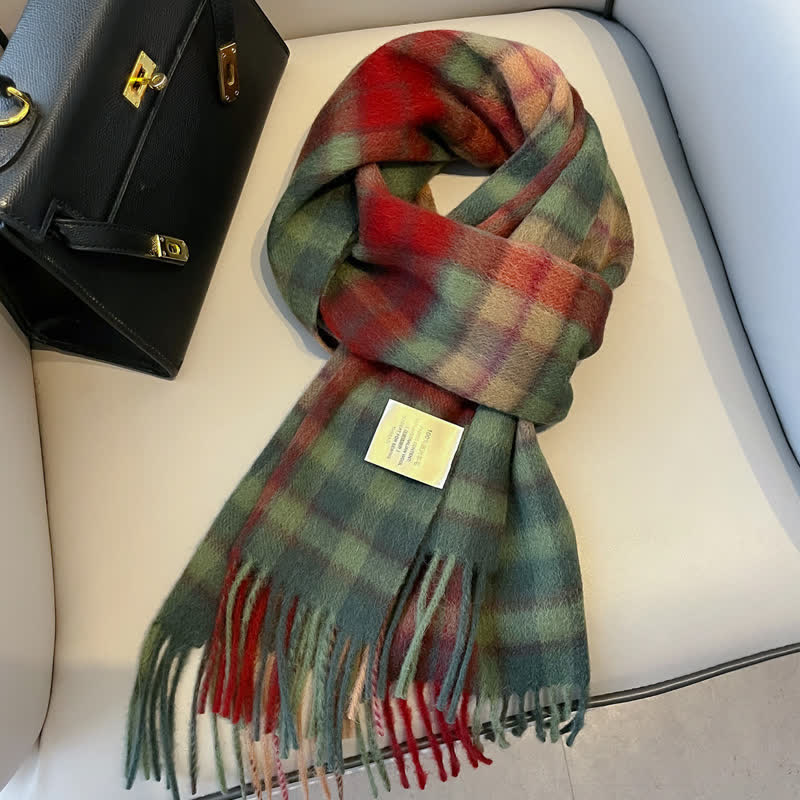 Unisex Check Pattern Warm Wool Scarf With Tassels - #22 - image 26