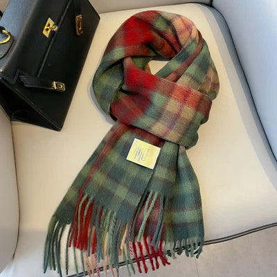 Unisex Check Pattern Warm Wool Scarf With Tassels - #22 - image 26