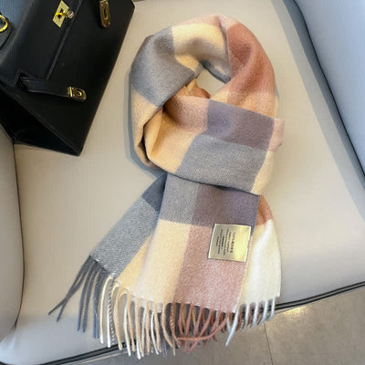 Unisex Check Pattern Warm Wool Scarf With Tassels - #23 - image 27