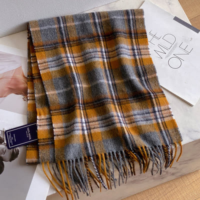 Unisex Check Pattern Warm Wool Scarf With Tassels - #52 - image 56