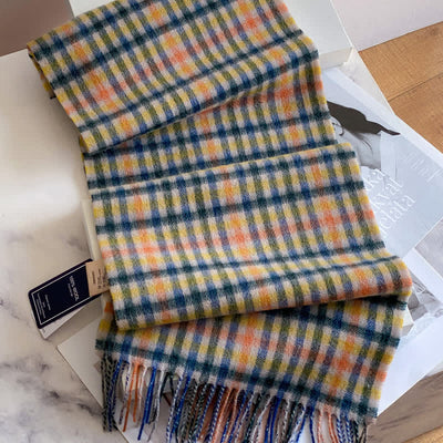 Unisex Check Pattern Warm Wool Scarf With Tassels - #50 - image 54