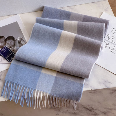 Unisex Check Pattern Warm Wool Scarf With Tassels - #55 - image 59