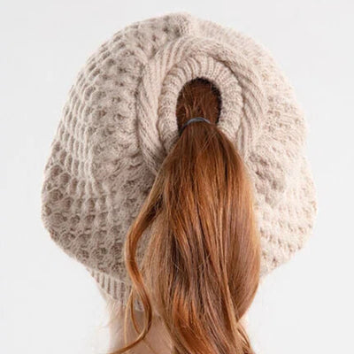 Women's Ponytail Open Winter Warm Knitted Beanie Hat - image 1
