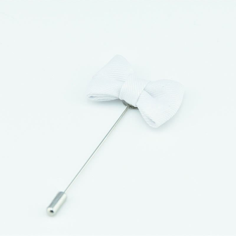 Men's Wedding Boutonniere Bow Tie Shape Cloth Lapel Pin - White - image 10