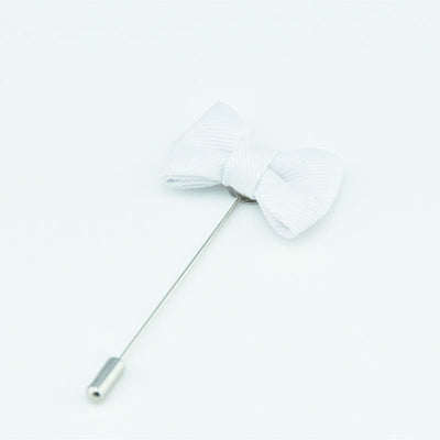 Men's Wedding Boutonniere Bow Tie Shape Cloth Lapel Pin - White - image 10