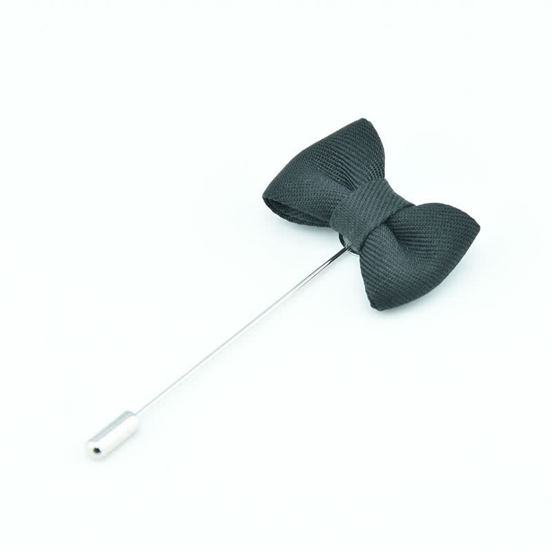 Men's Wedding Boutonniere Bow Tie Shape Cloth Lapel Pin - Black - image 14