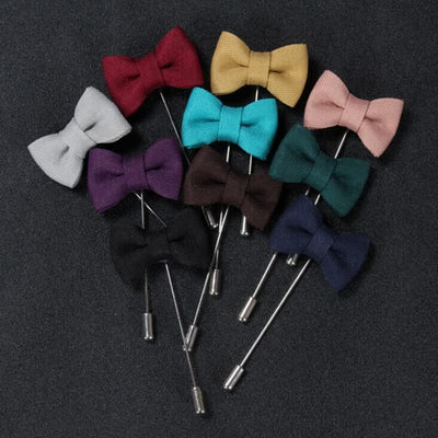 Men's Wedding Boutonniere Bow Tie Shape Cloth Lapel Pin - image 1
