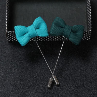 Men's Wedding Boutonniere Bow Tie Shape Cloth Lapel Pin - image 9