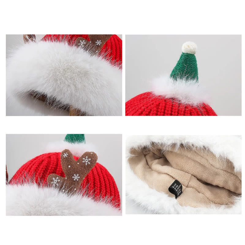 Women's Winter Christmas Antlers Keep Warm Plush Hat - image 3