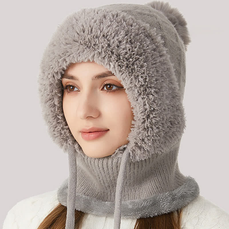 3 In 1 Outdoor Warm Knitted Beanie Hat With Scarf And Mask - Gray - Adjustable (22"-23 1/4") - image 13
