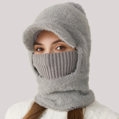 3 In 1 Visor Desgin Knitted Beanie Hat With Scarf And Mask - image 2