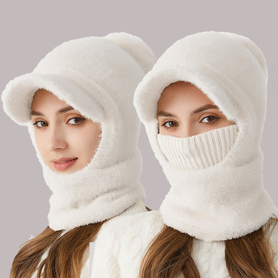3 In 1 Visor Desgin Knitted Beanie Hat With Scarf And Mask - image 9