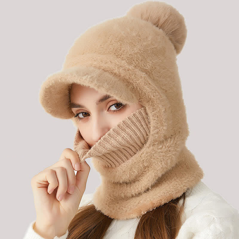 3 In 1 Visor Desgin Knitted Beanie Hat With Scarf And Mask - image 4