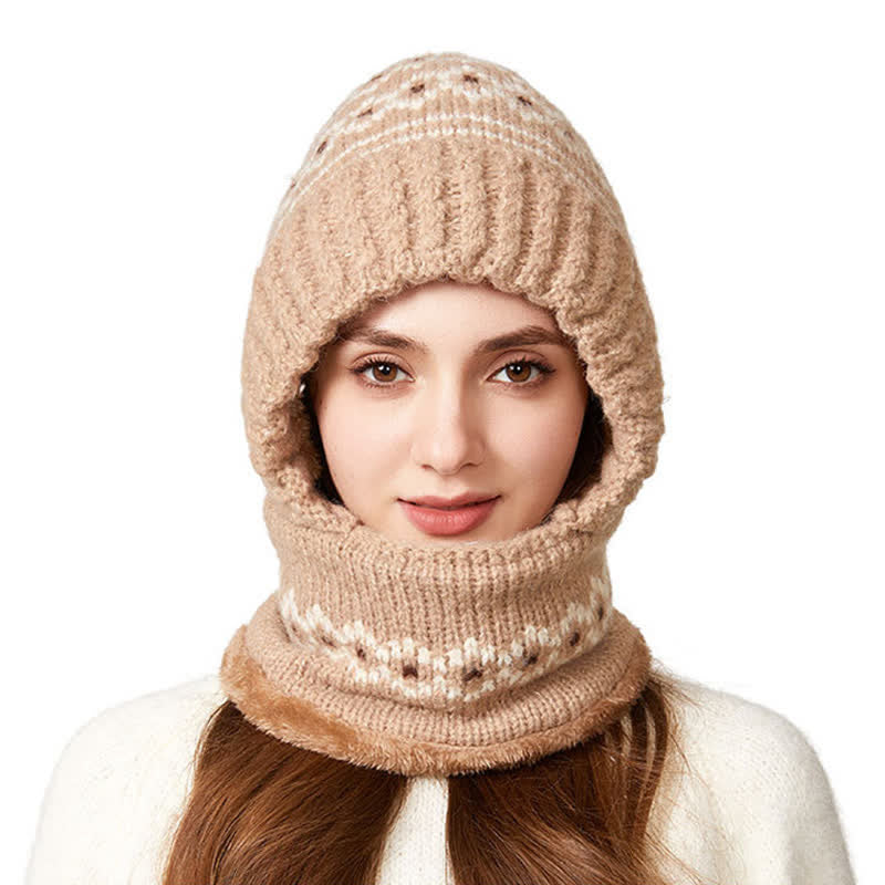 3 In 1 Ethnic Jacquard Knitted Beanie Hat With Scarf And Mask - image 11