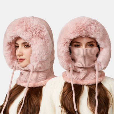 3 In 1 Plush Twill Weave Knitted Beanie Hat With Scarf And Mask - image 13