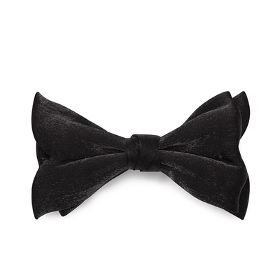 Men's Gentleman Fish Tail Shaped Solid Color Bow Tie - Style #1 - Black - image 4