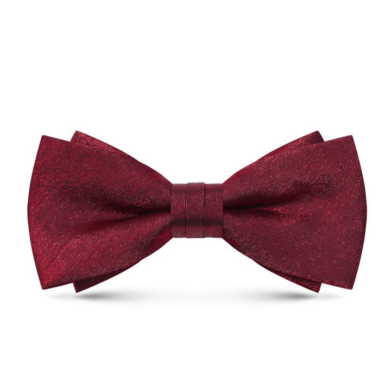Men's Gentleman Fish Tail Shaped Solid Color Bow Tie - Style #2 - Red - image 5