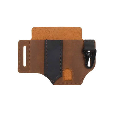 Outdoor Survival Tactical Wallet Leather Belt Bag - Khaki - image 9