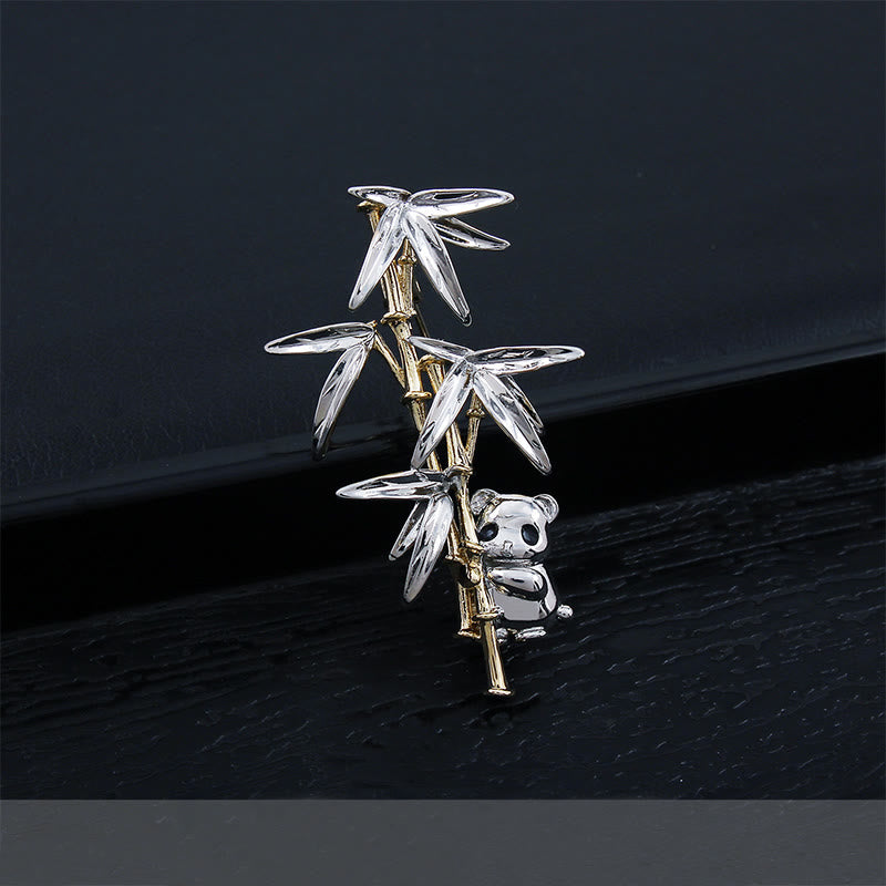 Men's Exquisite Panda Pearl Bamboo Brooch - Style #2 - image 1