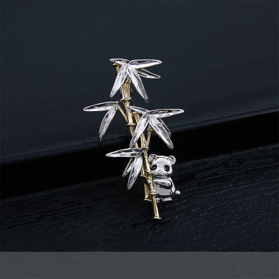 Men's Exquisite Panda Pearl Bamboo Brooch - Style #2 - image 1