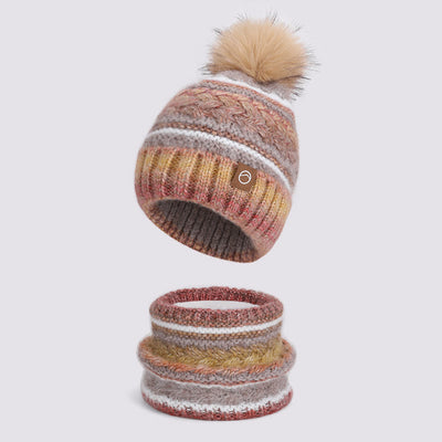 2Pcs Colorful Winter Keep Warm Neck Gaiter Knitted Hat - Style #3 - Adjustable (21 5/8"-23 5/8") - image 3