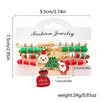 4Pcs Christmas Colored Woven Soft Ceramic Bracelet - image 13