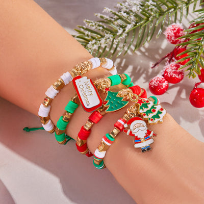 4Pcs Christmas Colored Woven Soft Ceramic Bracelet - image 4