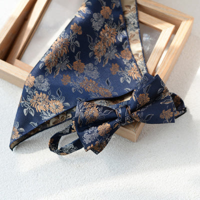 5pcs Men's Blue Flower Pattern Bow Ties Gift Box - image 2