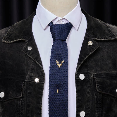 Men's Festival Knitted Necktie With Deer Brooch Pin - image 9
