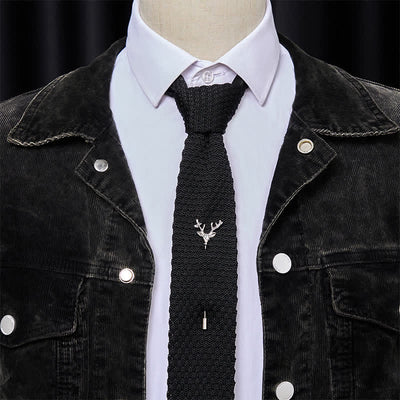 Men's Festival Knitted Necktie With Deer Brooch Pin - image 7