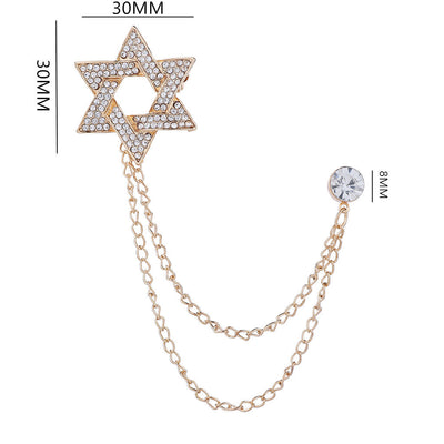 Men's Rhinestone Star of David Chain Brooch - image 3
