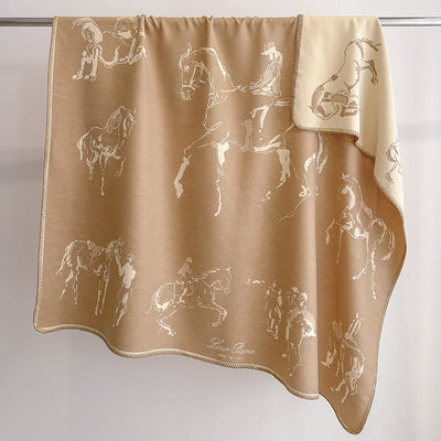 Women's Retro Horse Pattern Shawl Scarf - image 5