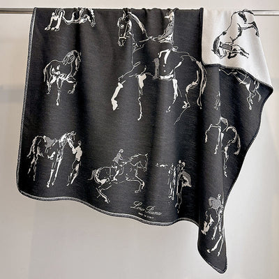 Women's Retro Horse Pattern Shawl Scarf - image 7