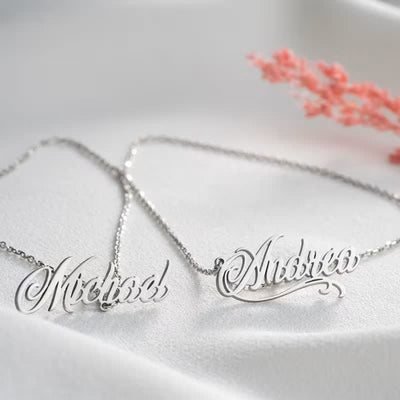 Elegant Chic Custom Names Brooch With Chain - image 1