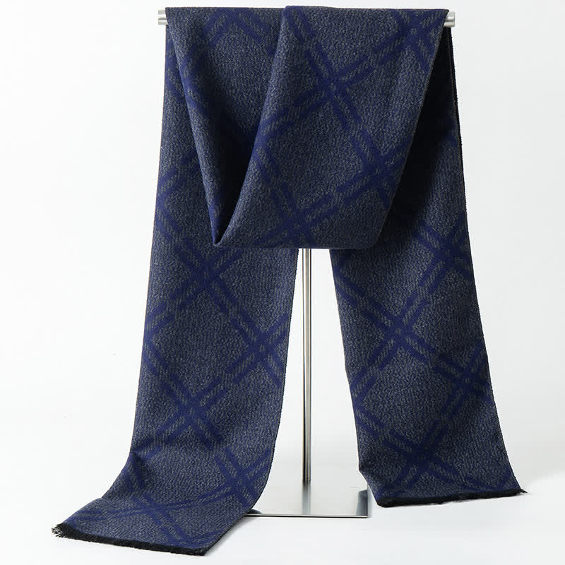 Men's British Style Checked Pattern Warm Long Scarf - Style #10 - image 12