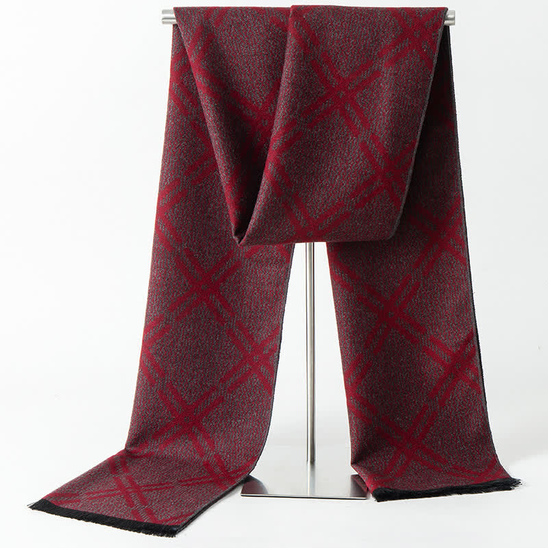 Men's British Style Checked Pattern Warm Long Scarf - Style #11 - image 13