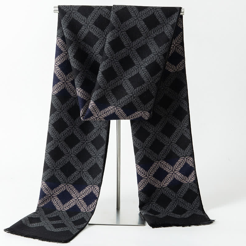 Men's British Style Checked Pattern Warm Long Scarf - Style #3 - image 4