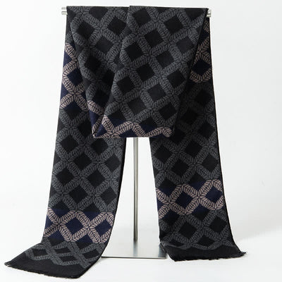 Men's British Style Checked Pattern Warm Long Scarf - Style #3 - image 4